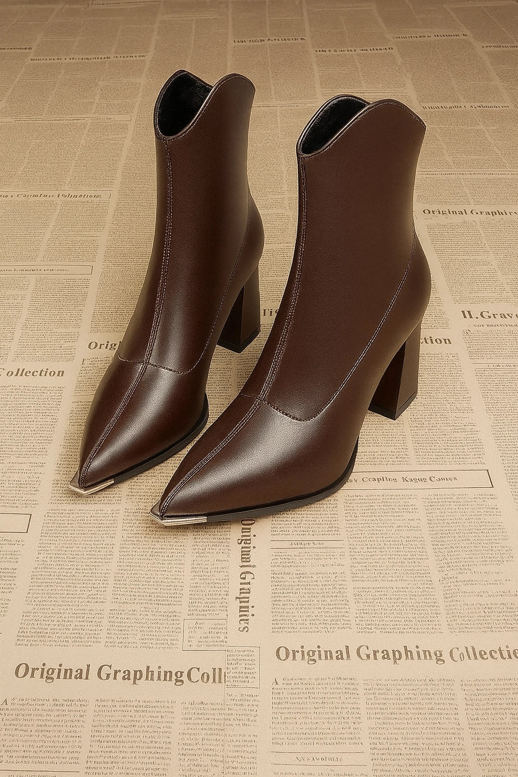 Pointed Toe Chelsea Heel Boots