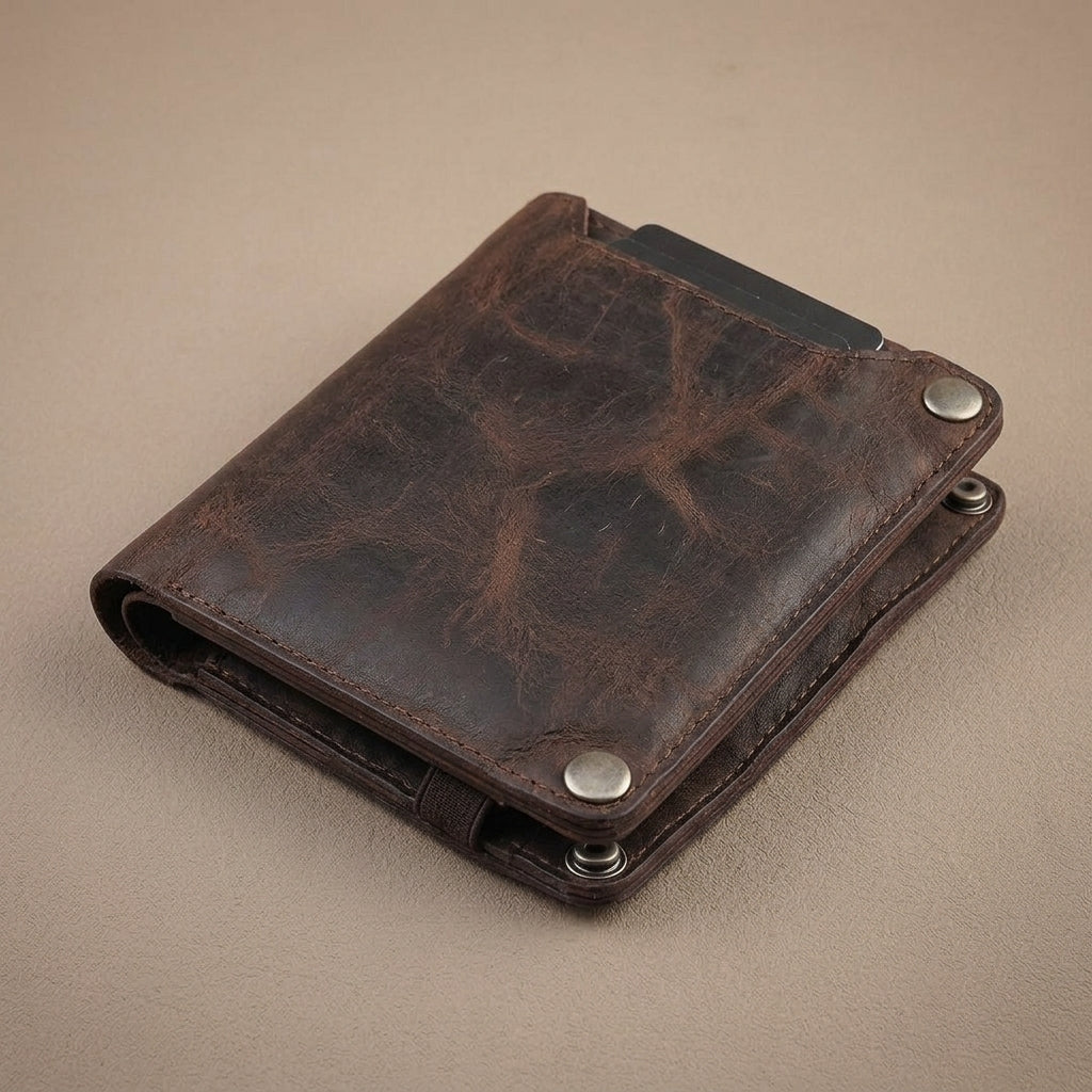 Wrinkle Leather Bifold Wallet