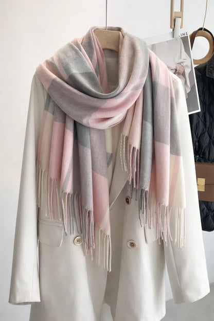 Cashmere Feel Plaid Shawl
