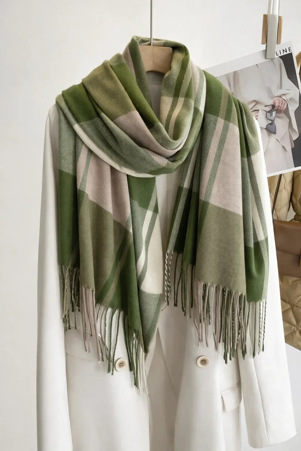 Cashmere Feel Plaid Shawl