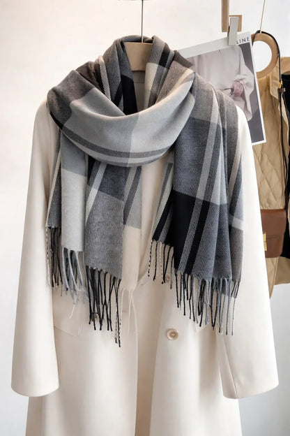 Cashmere Feel Plaid Shawl