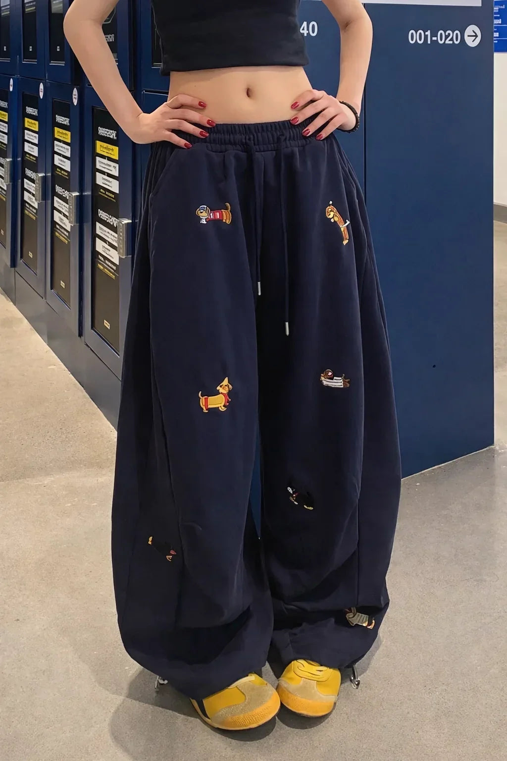 Embroidered Wide Leg Sweatpants