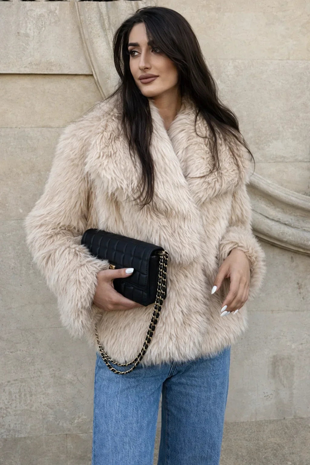 Cropped Faux Fur Jacket