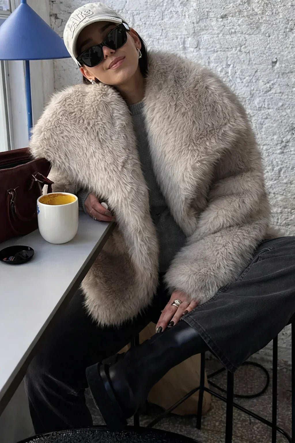 Cropped Faux Fur Jacket