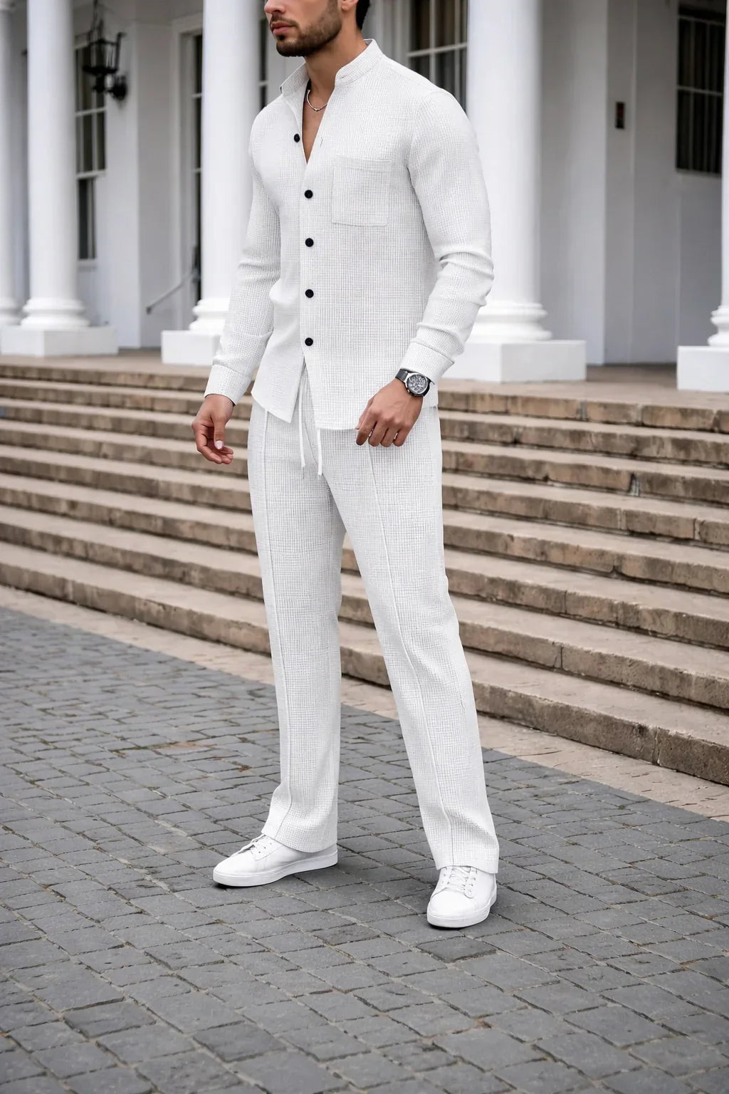Waffle Knit Casual Suit