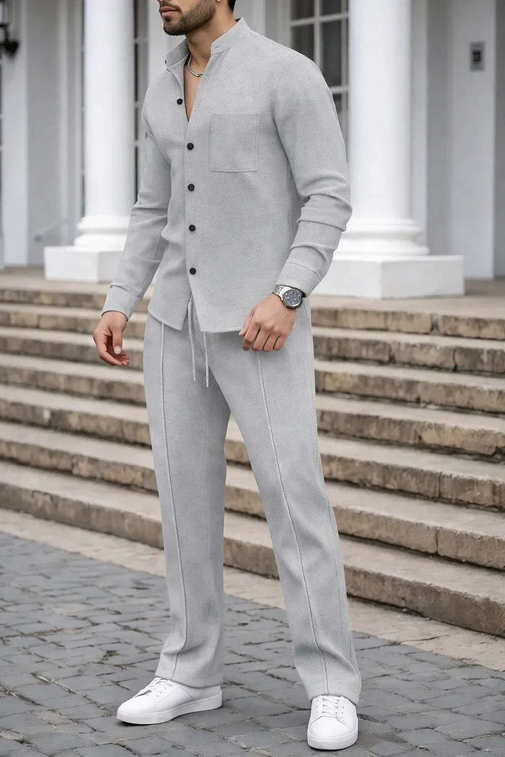 Waffle Knit Casual Suit