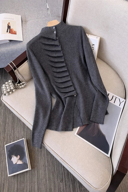 Half Turtleneck Pleated Knit
