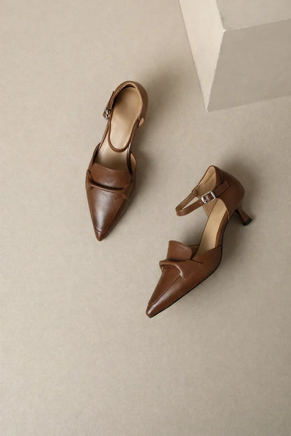 Cowhide Pointed Sandals