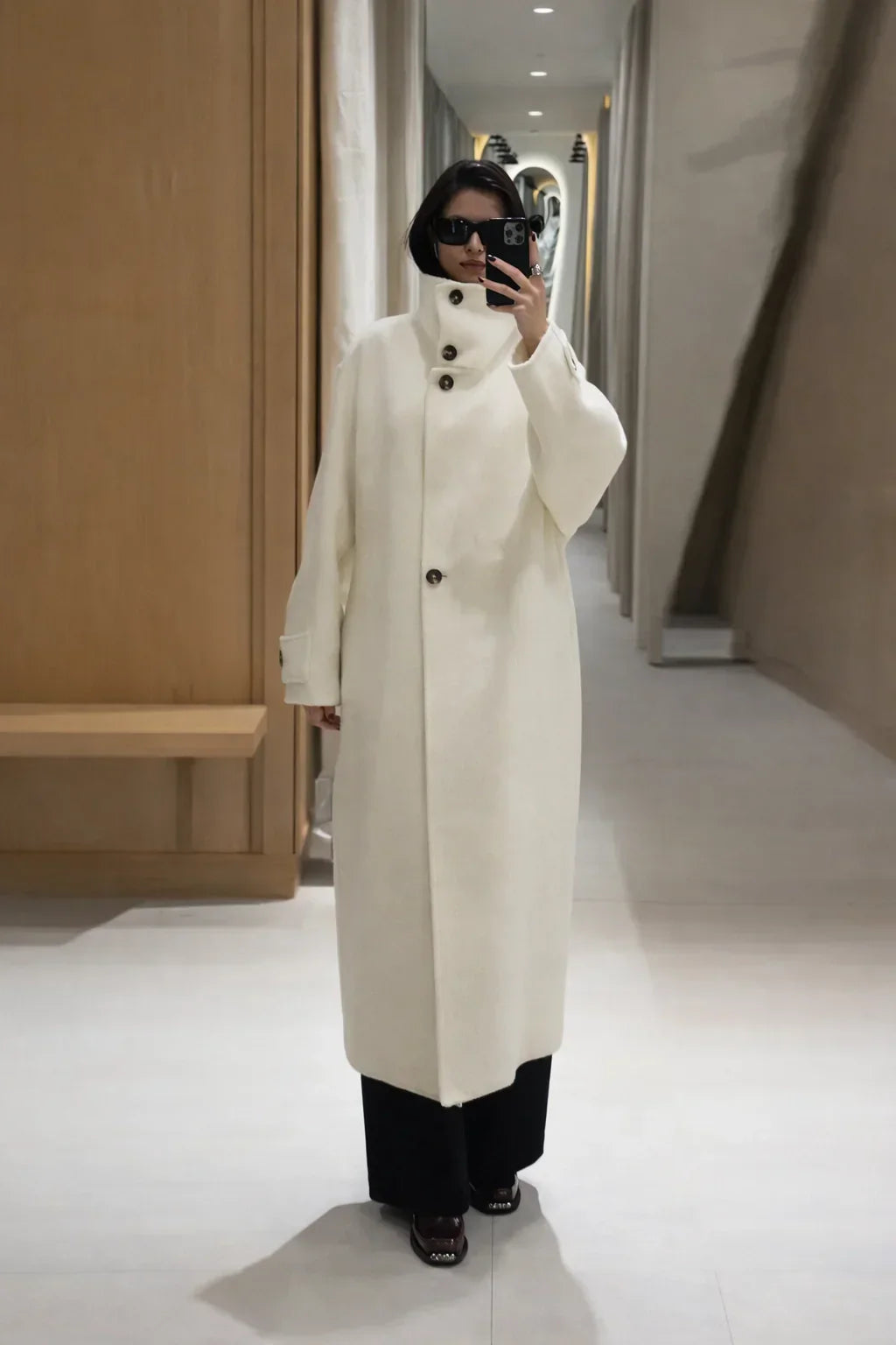 Elegant Stand Collar Overcoat
