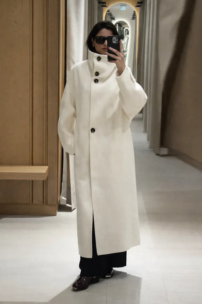 Elegant Stand Collar Overcoat