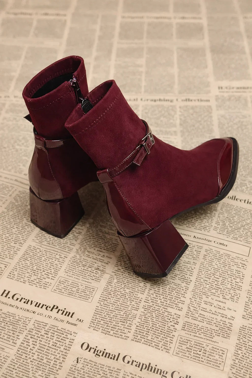 Alven Patchwork Ankle Boots