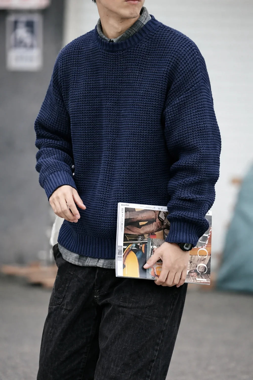 Waffle Knit Crew Sweater