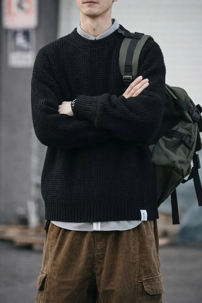 Waffle Knit Crew Sweater