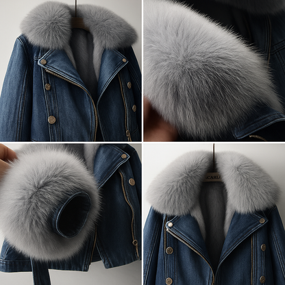 Margaux Luxe Lined Fox Fur Denim Coat