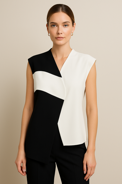 Contrast Color Asymmetric Vest