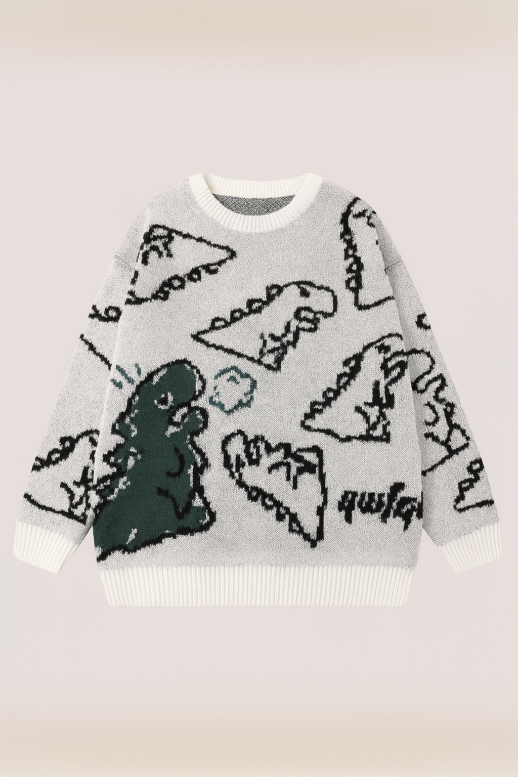 Oversized Dinosaur Knit Sweater