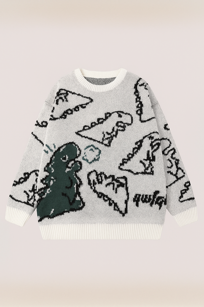 Oversized Dinosaur Knit Sweater