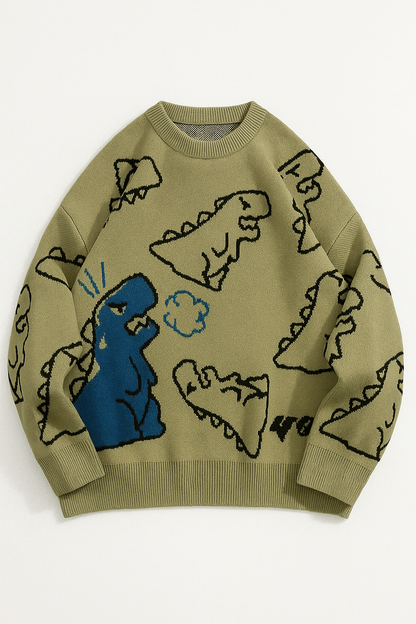 Oversized Dinosaur Knit Sweater