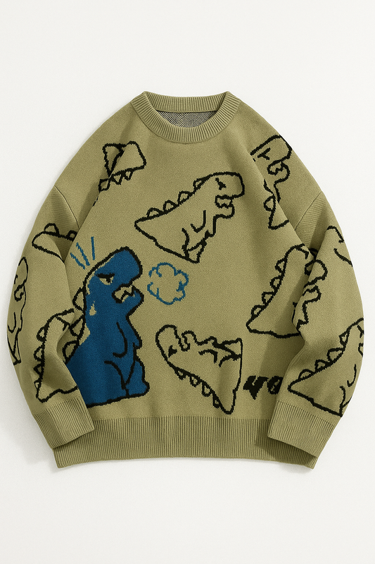 Oversized Dinosaur Knit Sweater