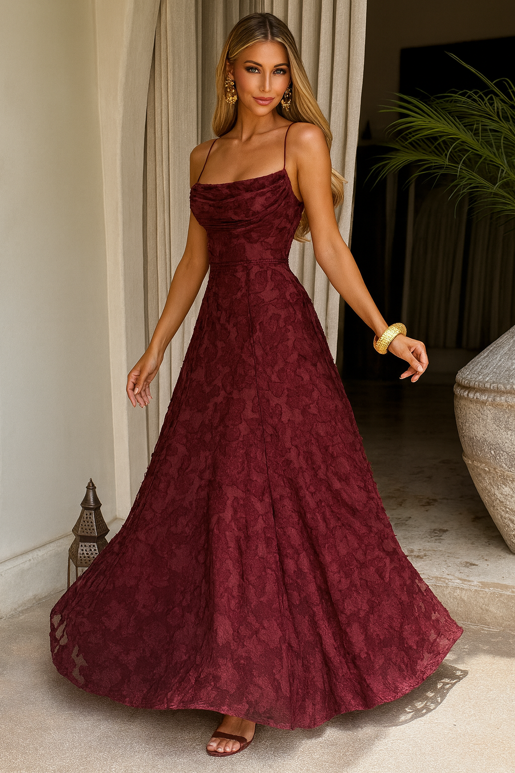 Backless Lace Up Maxi