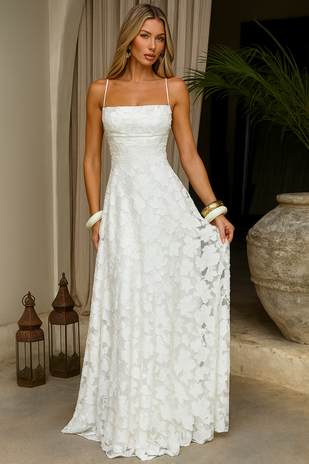 Backless Lace Up Maxi