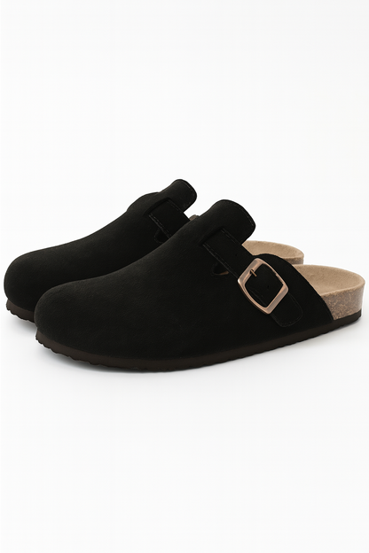 Suede Cork-Insole Mules