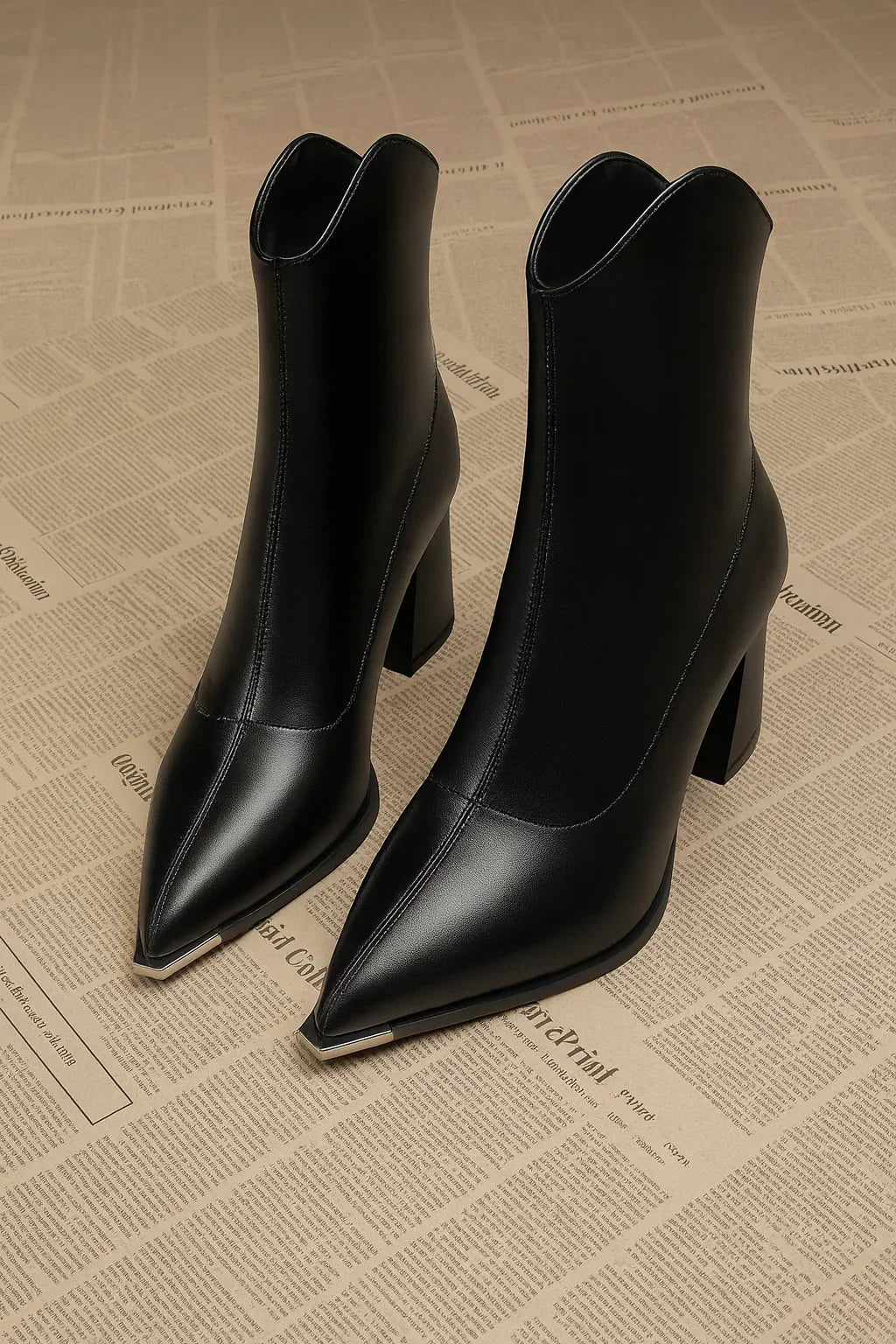 Pointed Toe Chelsea Heel Boots