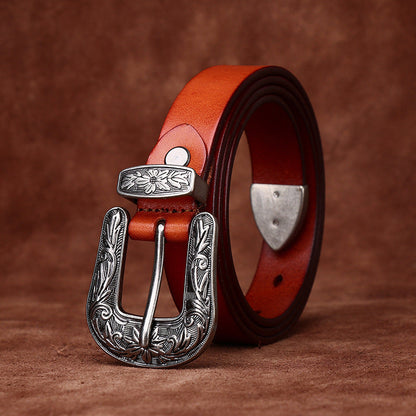 Leather Silver Buckle Belt