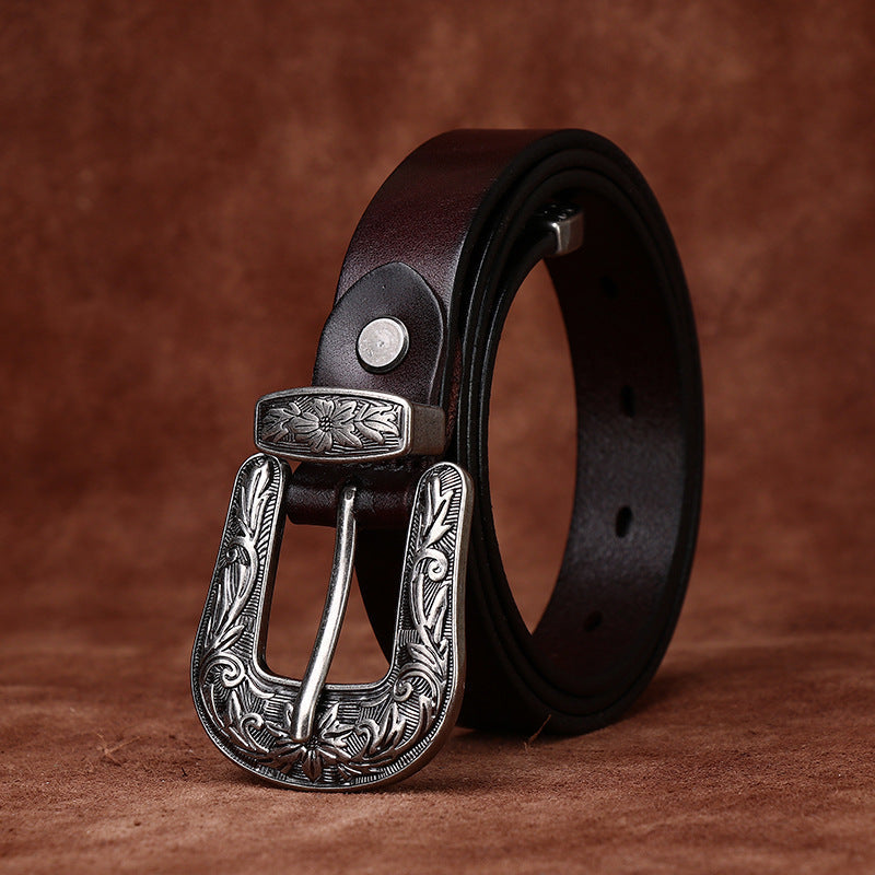 Leather Silver Buckle Belt