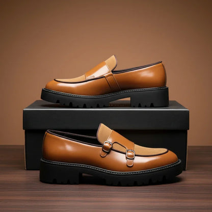 Double-Buckle Leather Loafers