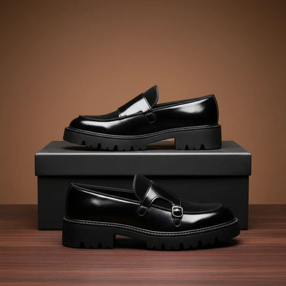 Double-Buckle Leather Loafers