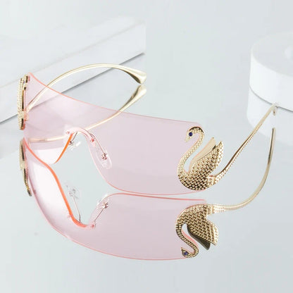 Rhinestone Swan Temple Sunglasses