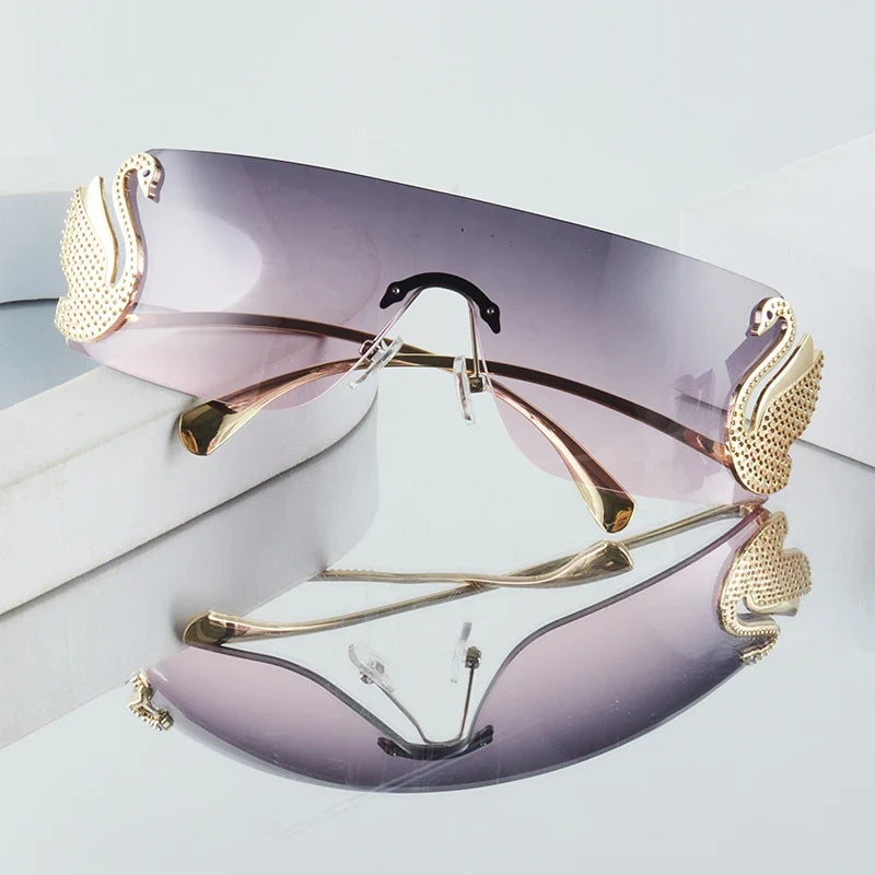 Rhinestone Swan Temple Sunglasses