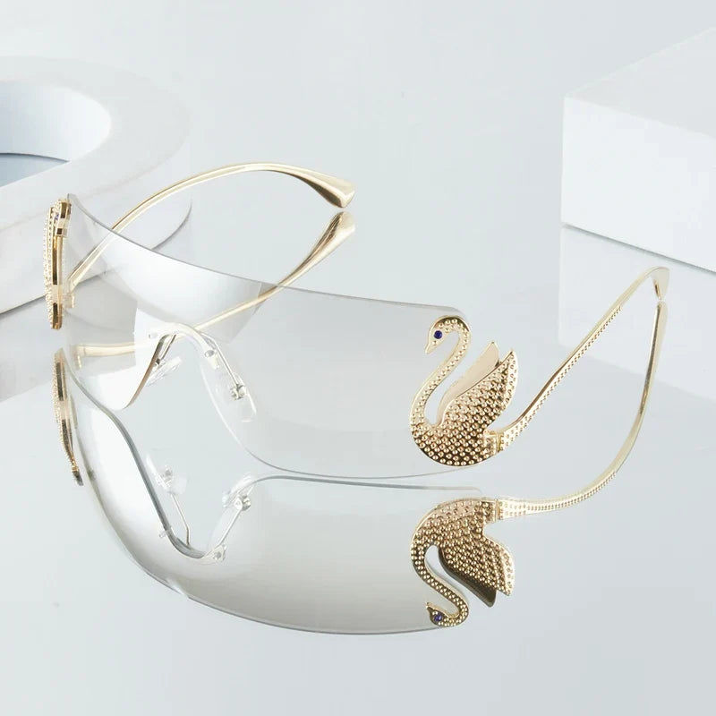 Rhinestone Swan Temple Sunglasses
