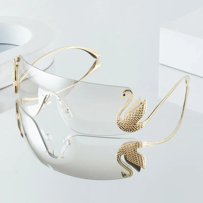 Rhinestone Swan Temple Sunglasses