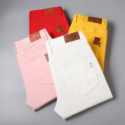 Elastic Colourful Straight Jeans