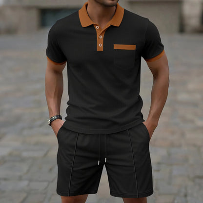 Contrast Collar Polo & Shorts