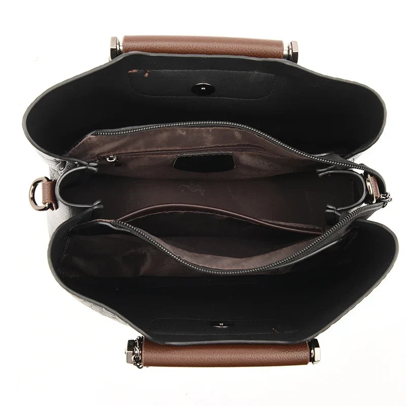 Diagonal Leather Shoulder Tote