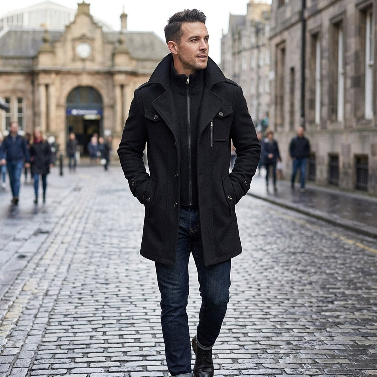 Wool Blend Trench Coat
